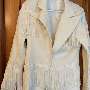 Chic Cream Fringe Women's Blazer
